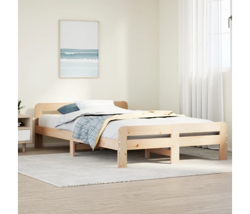 Estructura de cama sin colchón madera maciza de pino 120x190 cm