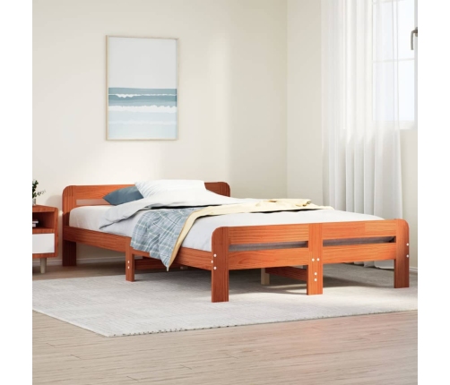 Estructura de cama sin colchón madera maciza marrón 120x190 cm