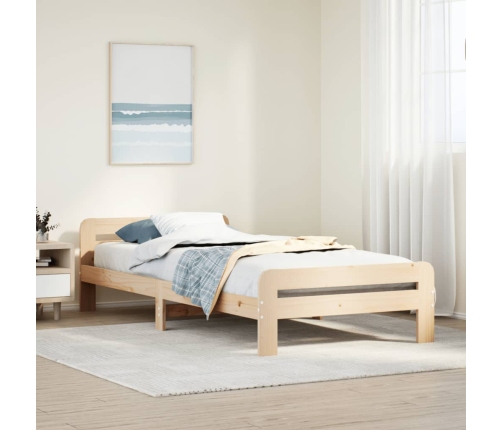 Estructura de cama sin colchón madera maciza de pino 90x190 cm