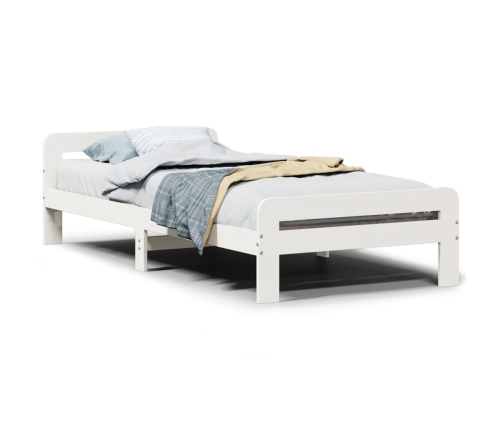 Estructura de cama sin colchón madera maciza blanca 90x190 cm