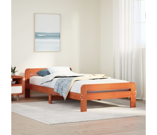 Estructura de cama sin colchón madera maciza marrón 90x190 cm