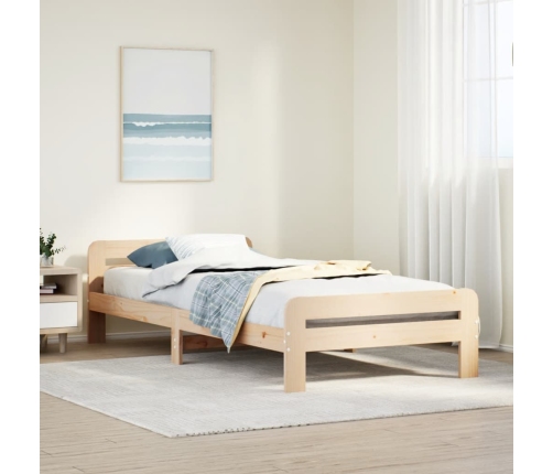 Estructura de cama sin colchón madera maciza pino 75x190 cm