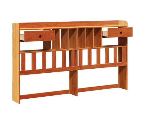 Cabecero de cama almacenaje madera maciza pino marrón 200 cm