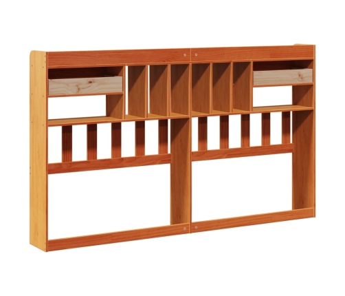 Cabecero de cama almacenaje madera maciza pino marrón 200 cm