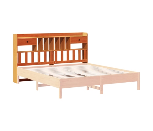 Cabecero de cama almacenaje madera maciza pino marrón 200 cm