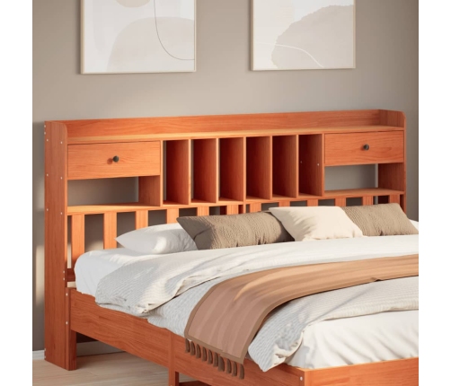 Cabecero de cama almacenaje madera maciza pino marrón 180 cm