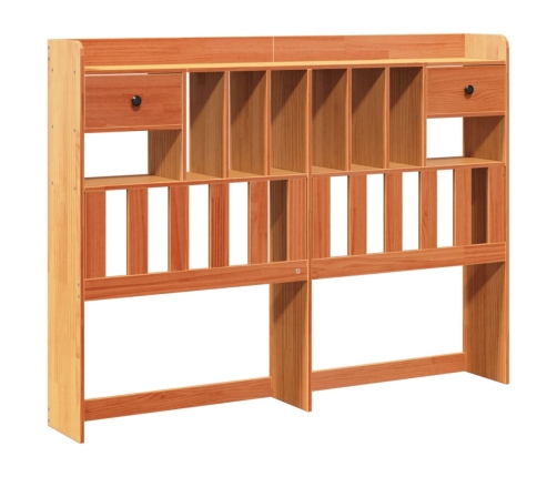 Cabecero de cama almacenaje madera maciza pino marrón 160 cm