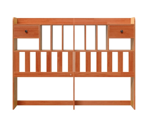 Cabecero de cama almacenaje madera maciza pino marrón 160 cm