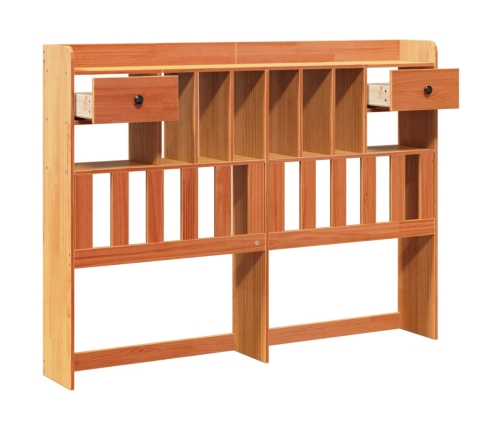 Cabecero de cama almacenaje madera maciza pino marrón 160 cm