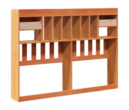 Cabecero de cama almacenaje madera maciza pino marrón 160 cm