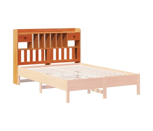 Cabecero de cama almacenaje madera maciza pino marrón 160 cm