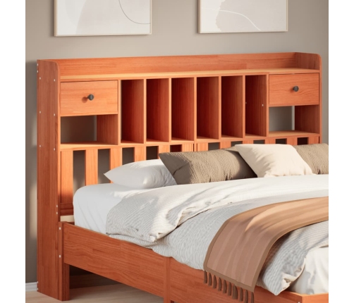 Cabecero de cama almacenaje madera maciza pino marrón 150 cm