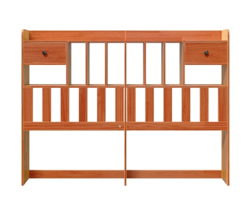 Cabecero de cama almacenaje madera maciza pino marrón 140 cm