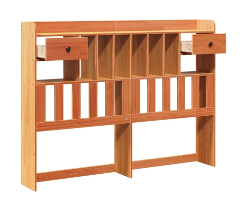 Cabecero de cama almacenaje madera maciza pino marrón 140 cm