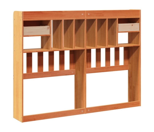 Cabecero de cama almacenaje madera maciza pino marrón 140 cm