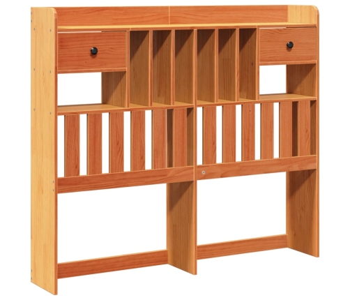 Cabecero de cama almacenaje madera maciza pino marrón 135 cm