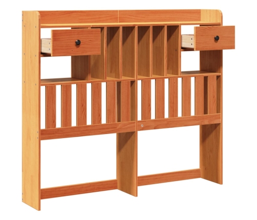 Cabecero de cama almacenaje madera maciza pino marrón 135 cm