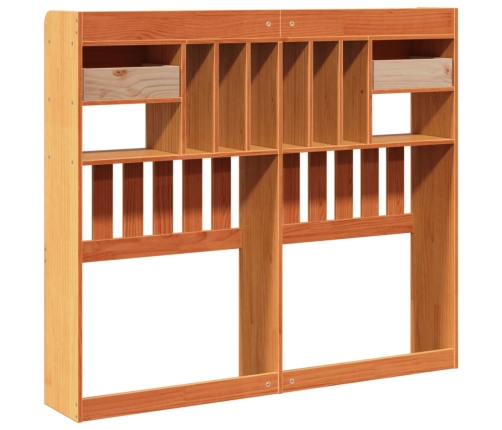 Cabecero de cama almacenaje madera maciza pino marrón 135 cm