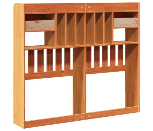 Cabecero de cama almacenaje madera maciza pino marrón 120 cm