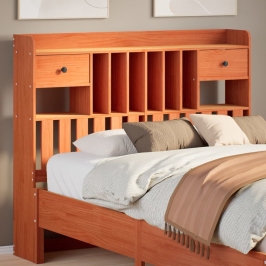 Cabecero de cama almacenaje madera maciza pino marrón 120 cm