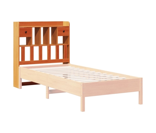 Cabecero de cama almacenaje madera maciza pino marrón 100 cm