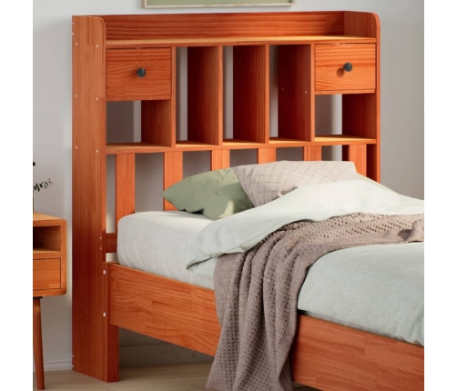 Cabecero de cama almacenaje madera maciza pino marrón 100 cm