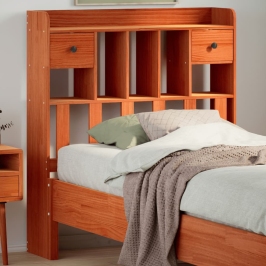 Cabecero de cama almacenaje madera maciza pino marrón 75 cm