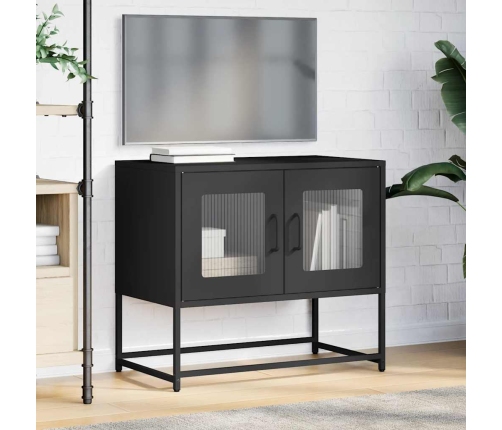 Mueble para TV acero laminado en frío negro 68x39x60,5 cm