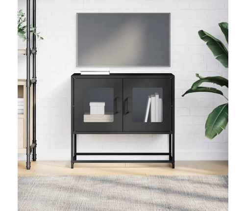 Mueble para TV acero laminado en frío negro 68x39x60,5 cm