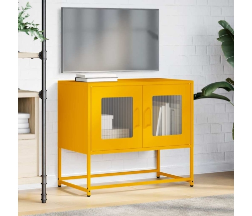 Mueble TV acero laminado en frío amarillo mostaza 68x39x60,5 cm