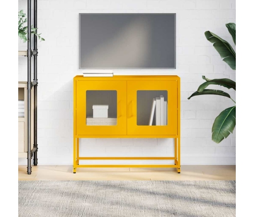 Mueble TV acero laminado en frío amarillo mostaza 68x39x60,5 cm