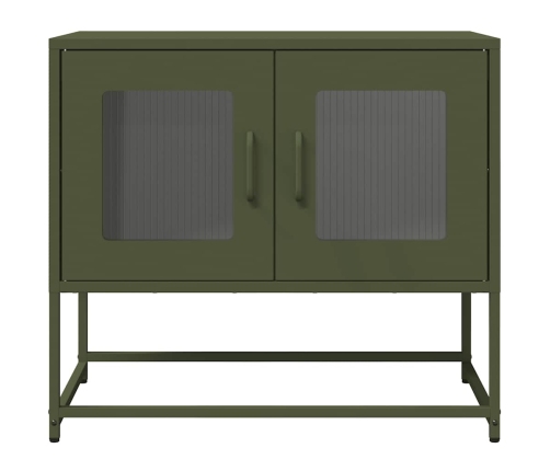 Mueble de TV acero laminado en frío verde oliva 68x39x60,5 cm