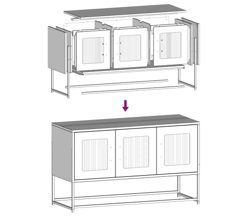 Mueble para TV acero laminado en frío negro 100,5x39x60,5 cm