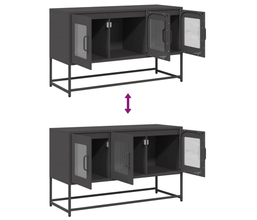 Mueble para TV acero laminado en frío negro 100,5x39x60,5 cm