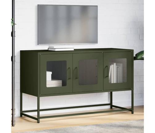 Mueble TV acero laminado en frío verde oliva 100,5x39x60,5 cm