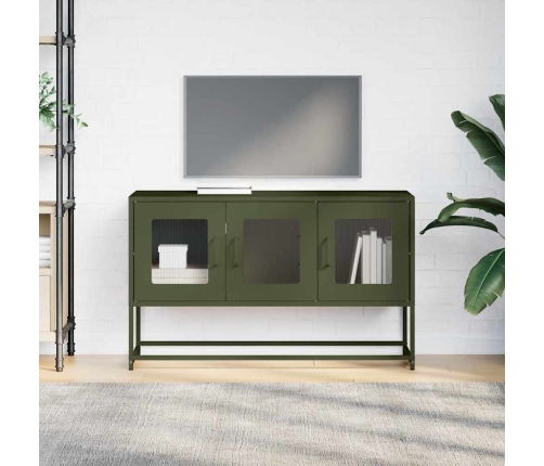 Mueble TV acero laminado en frío verde oliva 100,5x39x60,5 cm