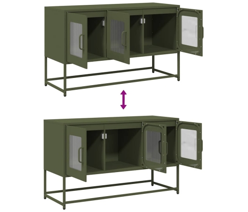 Mueble TV acero laminado en frío verde oliva 100,5x39x60,5 cm