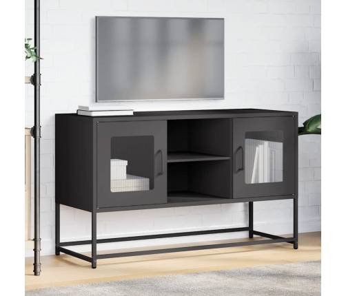 Mueble para TV de acero negro 100,5x39x60,5 cm