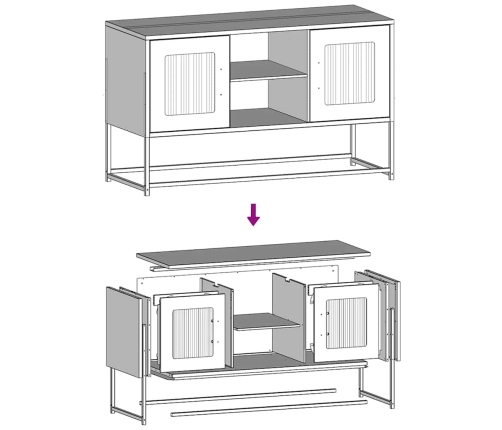 Mueble para TV de acero negro 100,5x39x60,5 cm