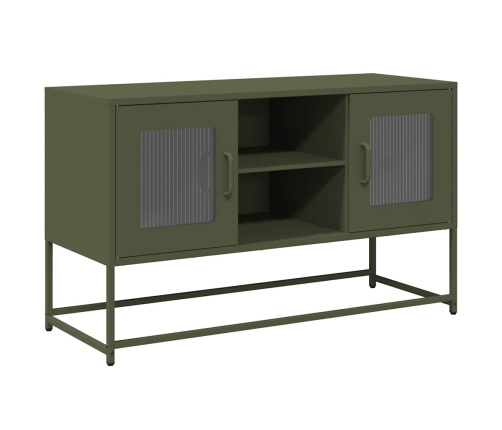 Mueble para TV de acero verde oliva 100,5x39x60,5 cm