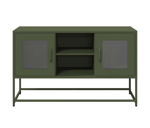 Mueble para TV de acero verde oliva 100,5x39x60,5 cm