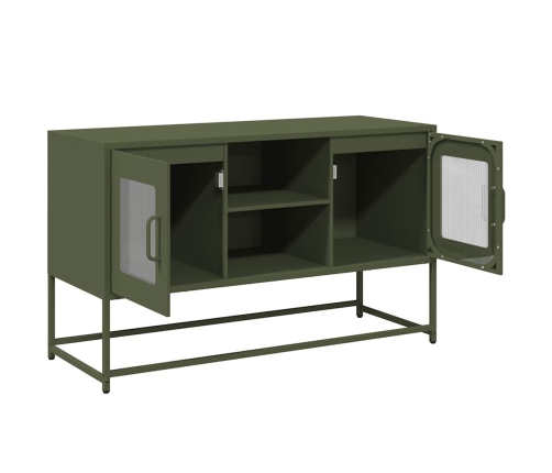 Mueble para TV de acero verde oliva 100,5x39x60,5 cm