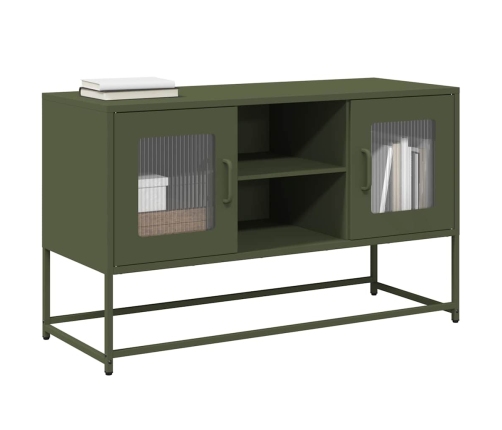 Mueble para TV de acero verde oliva 100,5x39x60,5 cm