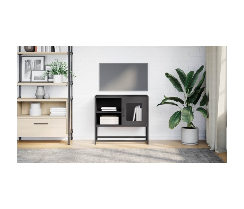 Mueble para TV de acero negro 68x39x60,5 cm