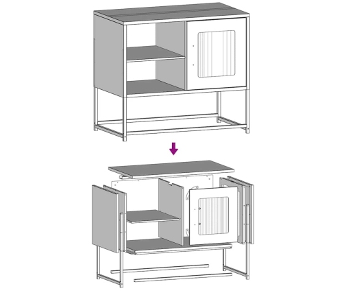 Mueble para TV de acero negro 68x39x60,5 cm