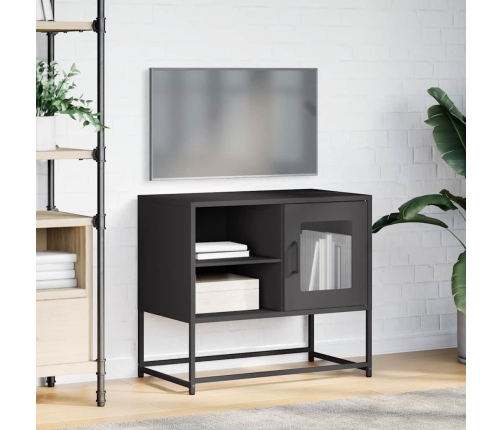 Mueble para TV de acero negro 68x39x60,5 cm