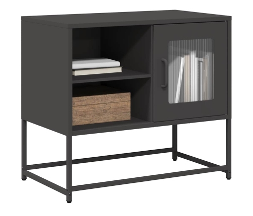 Mueble para TV de acero negro 68x39x60,5 cm