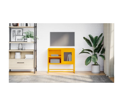 Mueble para TV de acero amarillo mostaza 68x39x60,5 cm