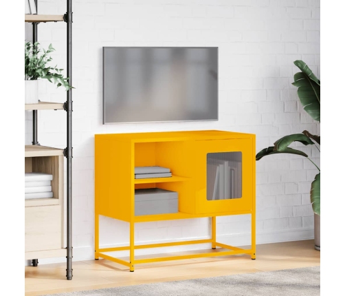 Mueble para TV de acero amarillo mostaza 68x39x60,5 cm