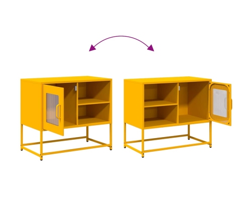 Mueble para TV de acero amarillo mostaza 68x39x60,5 cm